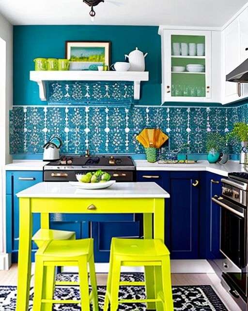 Bold and Vibrant Small Kitchen Design Make a Statement